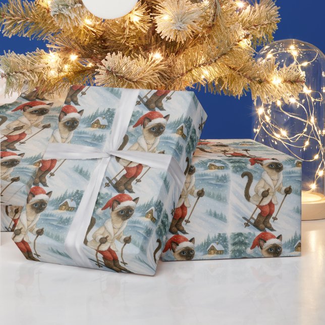 Papier Cadeau Ski Noël SiameseCatLovers vacances d'hiver (Vacances)