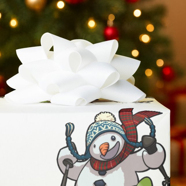 Papier Cadeau Ski Snowman Casquette de Noël Cartoon Grande répét (Créateur téléchargé)
