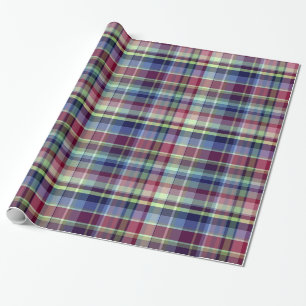 Papier Cadeau Sky Blue Navy Bourgogne Pistach Preppy Madras Plai