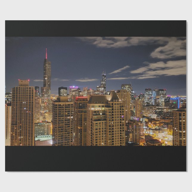 Papier Cadeau Skyline de Chicago (Plat)