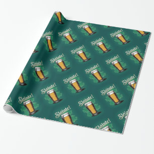 Papier Cadeau Slàinte ! Saint Patrick's Day Pint of Beer on Gree