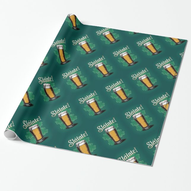 Papier Cadeau Slàinte ! Saint Patrick's Day Pint of Beer on Gree (Déroulé)