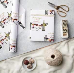 Papier Cadeau SlipperyJoe's Vins Verres de raisins fermentés vin