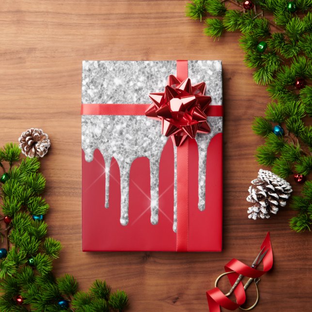 Papier Cadeau Sliver et noël rouge (Cadeau de vacances)