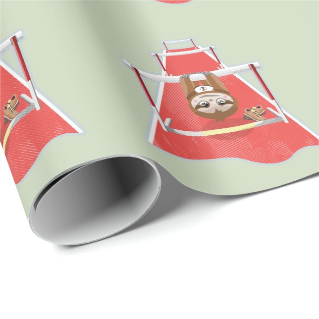 Papier Cadeau Sloth Hurdles course atheletics (Coin rond)