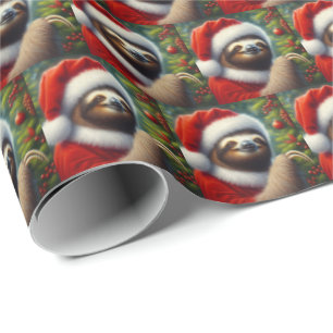 Papier Cadeau Sloth Santa Claus