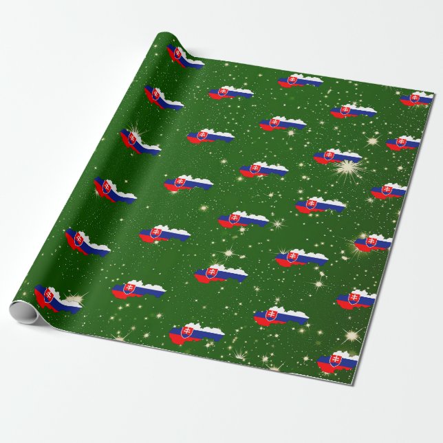 Papier Cadeau Slovaquie Carte du drapeau slovaque Papier d'envel (Déroulé)