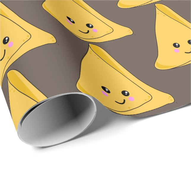 Papier Cadeau Snack indien Samosa Cute Kawaii Alimentation Modér (Coin rond)
