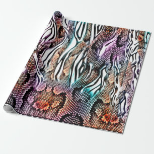 Papier Cadeau Snake Print, Poster de animal, coloré,