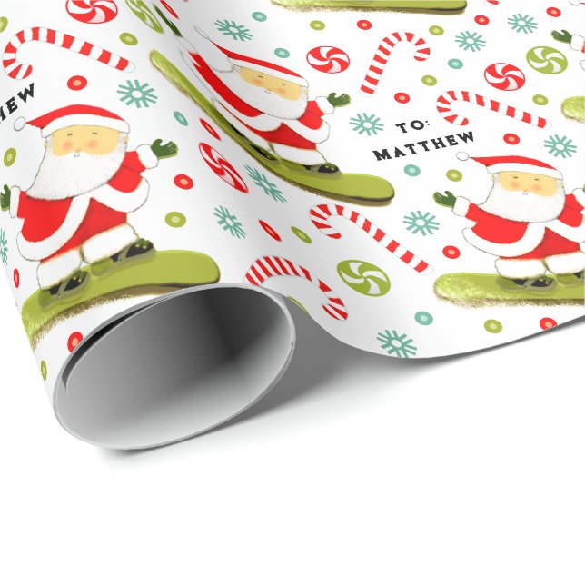 Papier Cadeau Snowboard Noël cadeau de vacances (Coin rond)