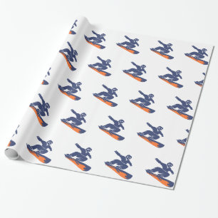 Papier Cadeau Snowboarder silhouette - Choisir la couleur arriè