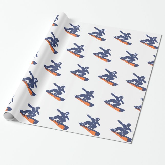 Papier Cadeau Snowboarder silhouette - Choisir la couleur arrièr (Déroulé)