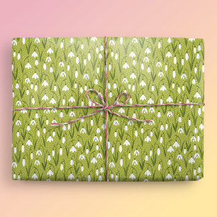 Papier Cadeau Snowdrops Printemps vert Pâques