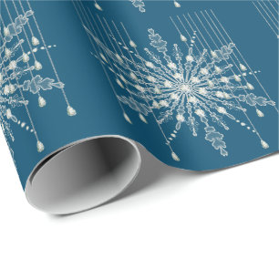 Papier Cadeau Snowflake losange élégant hiver bleu gris