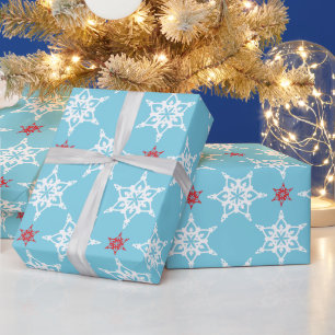 Papier Cadeau SNOWFLAKE MOTIF festif moderne minimaliste rouge b