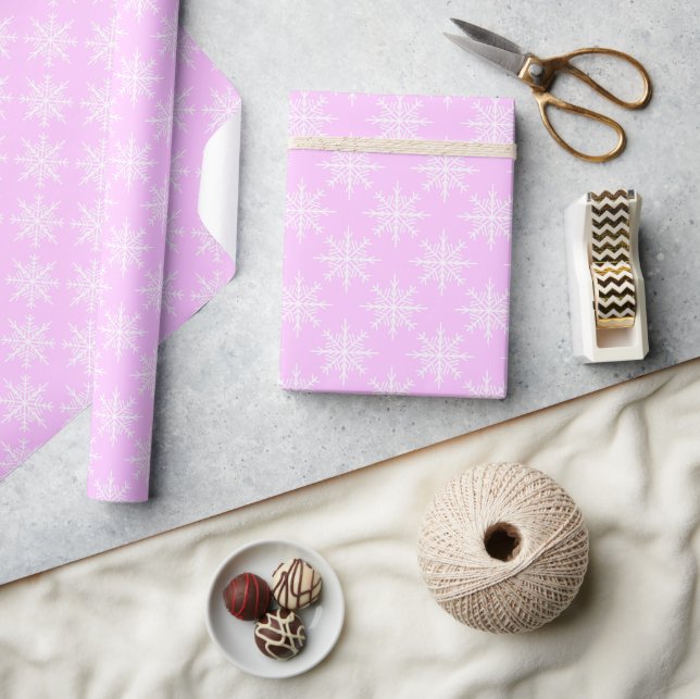 Papier Cadeau Snowflake Pink Pastel Motif Noël (Artisanat)