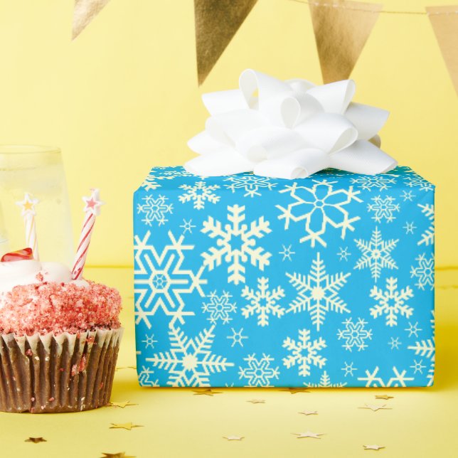 Papier Cadeau Snowflakes bleu et blanc élégants snowflakes (Fête d'anniversaire)