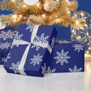 Papier Cadeau Snowflakes d'hiver bleu et blanc