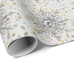 Papier Cadeau Snowflakes en argent et papier d'enveloppement dia