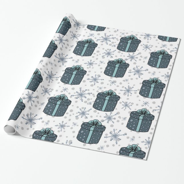 Papier Cadeau Snowflakes et boîtes cadeaux (Déroulé)