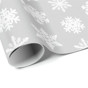 Papier Cadeau Snowflakes Ikat - Gris et blanc argenté