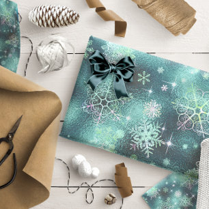 Papier Cadeau Snowflakes le plus beau Motif ID Turquoise846