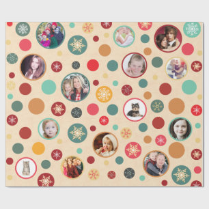 Papier Cadeau Snowflakes Noël 14 Photos de famille préférées