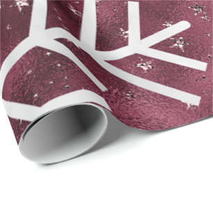Papier Cadeau Snowflakes Noël Fêtes Joyeux Burgund Parties scint