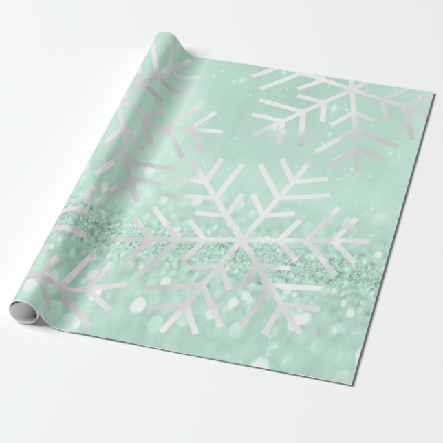 Papier Cadeau Snowflakes Noël Gray Parties scintillant (Déroulé)