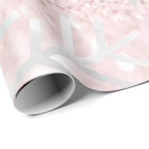Papier Cadeau Snowflakes Noël Pink Pastel Parties scintillant