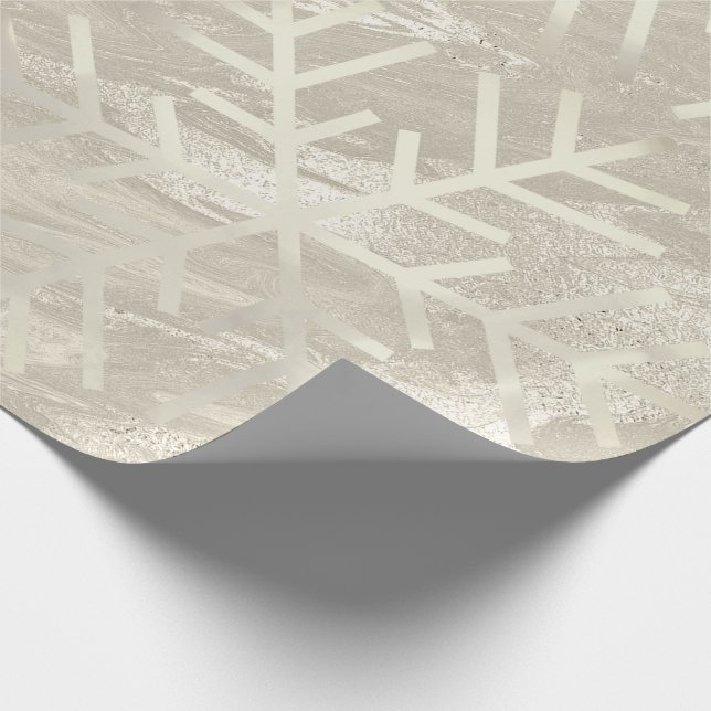 Papier Cadeau Snowflakes Noël Vacances Marbre d'ivoire Crémeux (Coin)