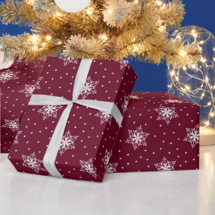 Papier Cadeau Snowflakes Pois Noël Bourgogne