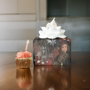 Papier Cadeau Snowflakes rouge classique Couple Vintage