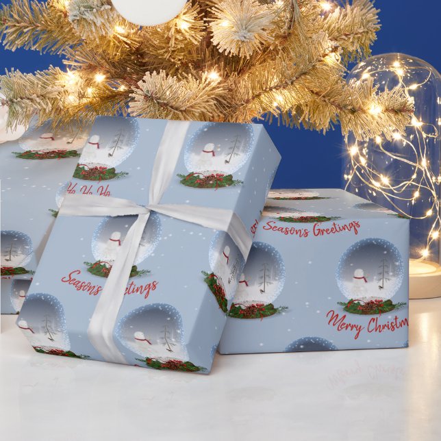 Papier Cadeau Snowman Dans Le Globe Des Neiges De Noël (Vacances)