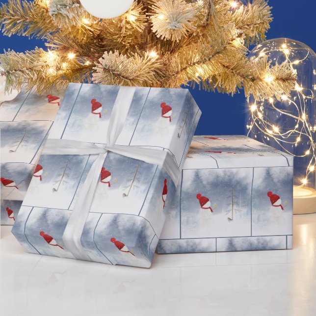 Papier Cadeau Snowman de Noël avec Gold Star (Vacances)