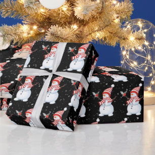 Papier Cadeau Snowman de Noël avec oiseau