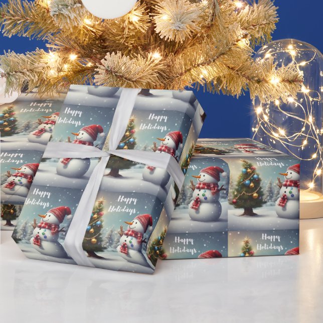 Papier Cadeau Snowman et sapin de Noël (Vacances)