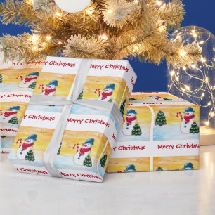 Papier Cadeau Snowman et sapin de Noël avec Star Holiday