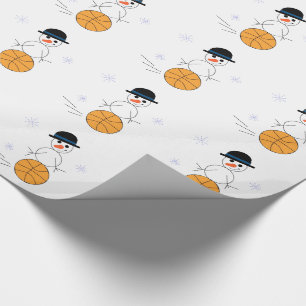 Papier Cadeau Snowman Jouant Au Basket