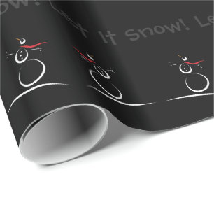 Papier Cadeau SNOWMAN JOY 'Let It Snow' Modèle texte personnalis