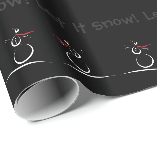Papier Cadeau SNOWMAN JOY 'Let It Snow' Modèle texte personnalis (Coin rond)