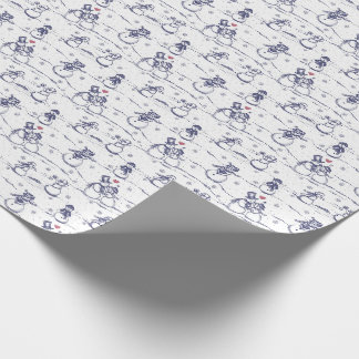 Papier Cadeau Snowman parade toile - bleu