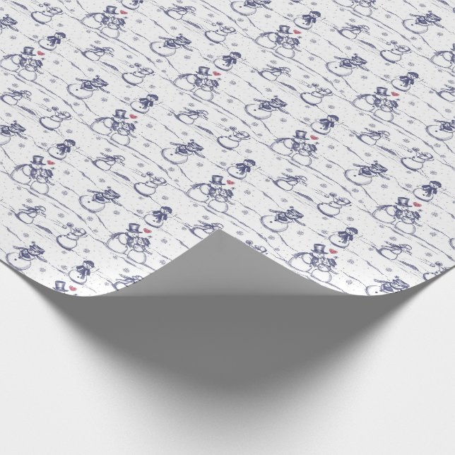 Papier Cadeau Snowman parade toile - bleu (Coin)