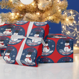 Papier Cadeau Snowman peint à la main PERSONNALISER