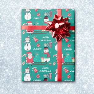 Papier Cadeau Snowman Père Noël Kids Noël personnalisé