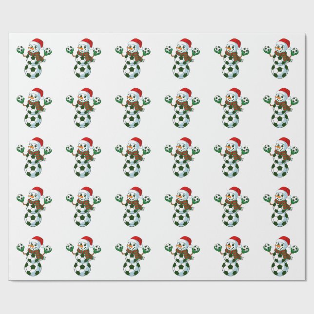 Papier Cadeau Snowman Soccer Noël Amateurs de sport (Plat)