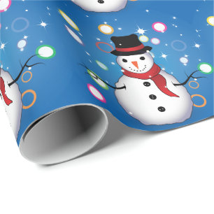 Papier Cadeau Snowman souriant avec bulles Joyeux Noël