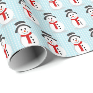 Papier Cadeau Snowmen et Snowflakes Motif bleu