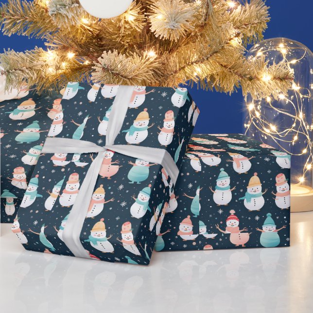 Papier Cadeau Snowmen—Flèches de neige Moderne Noël (Vacances)