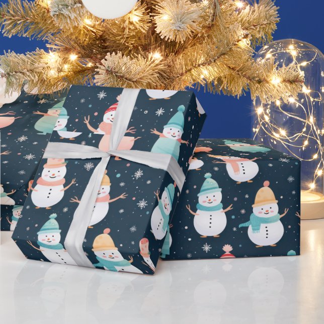 Papier Cadeau Snowmen—Flèches de neige Moderne Noël (Vacances)
